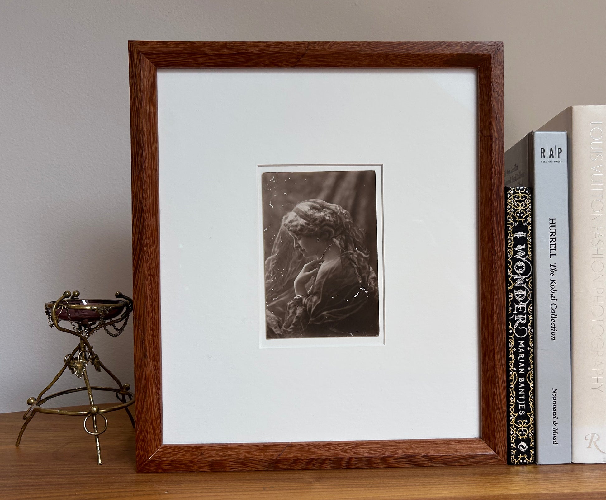 Julia Margaret - 1910's original black and white photograph in Handmade Merbau wood frame