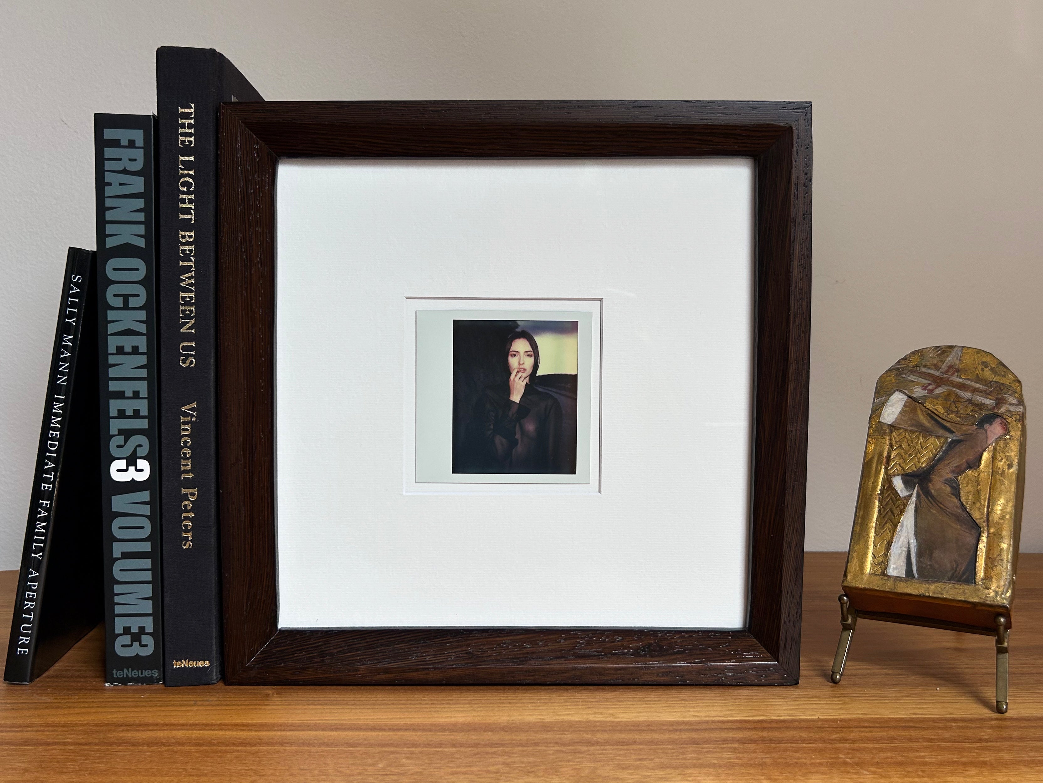 Viktorie - original impossible project (polaroid) photograph in custom Handmade Wenge wood frame