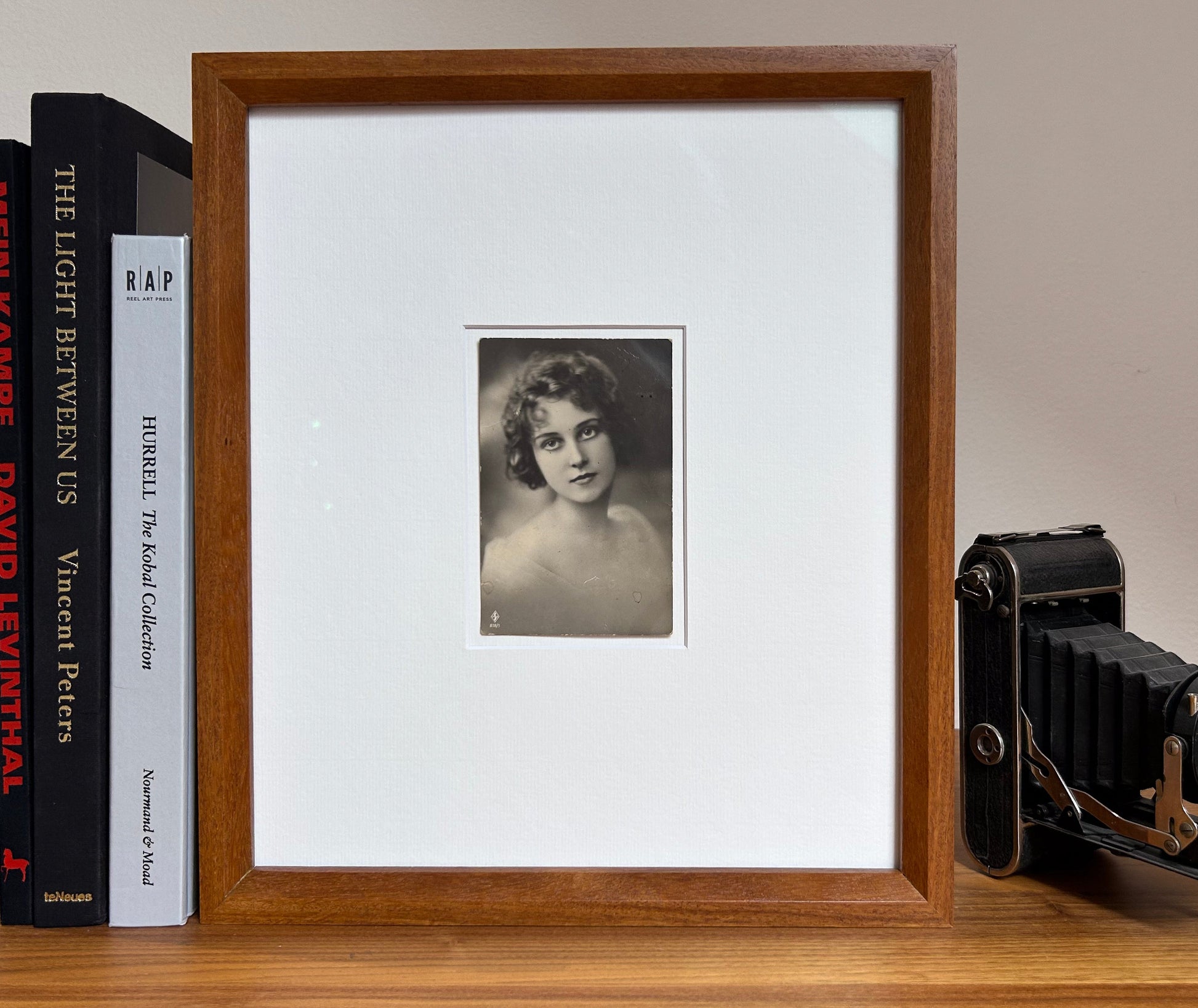 Adrienne - Framed Vintage Parisian Postcard – Curated Wall Art in handcrafted Merbau hardwood frame