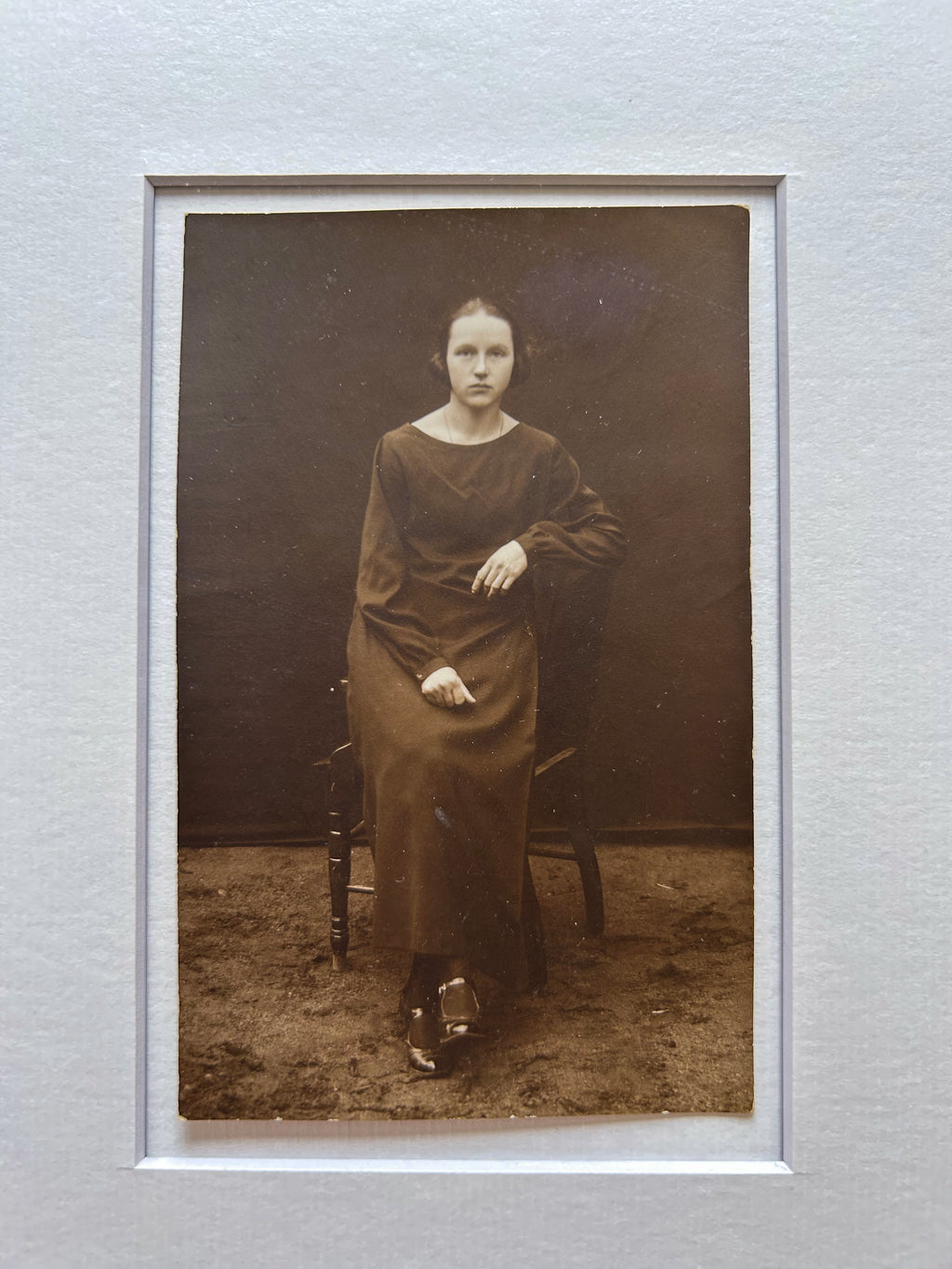 Astrid - 1910's original black and white photograph in custom handmade Tigerwood frame