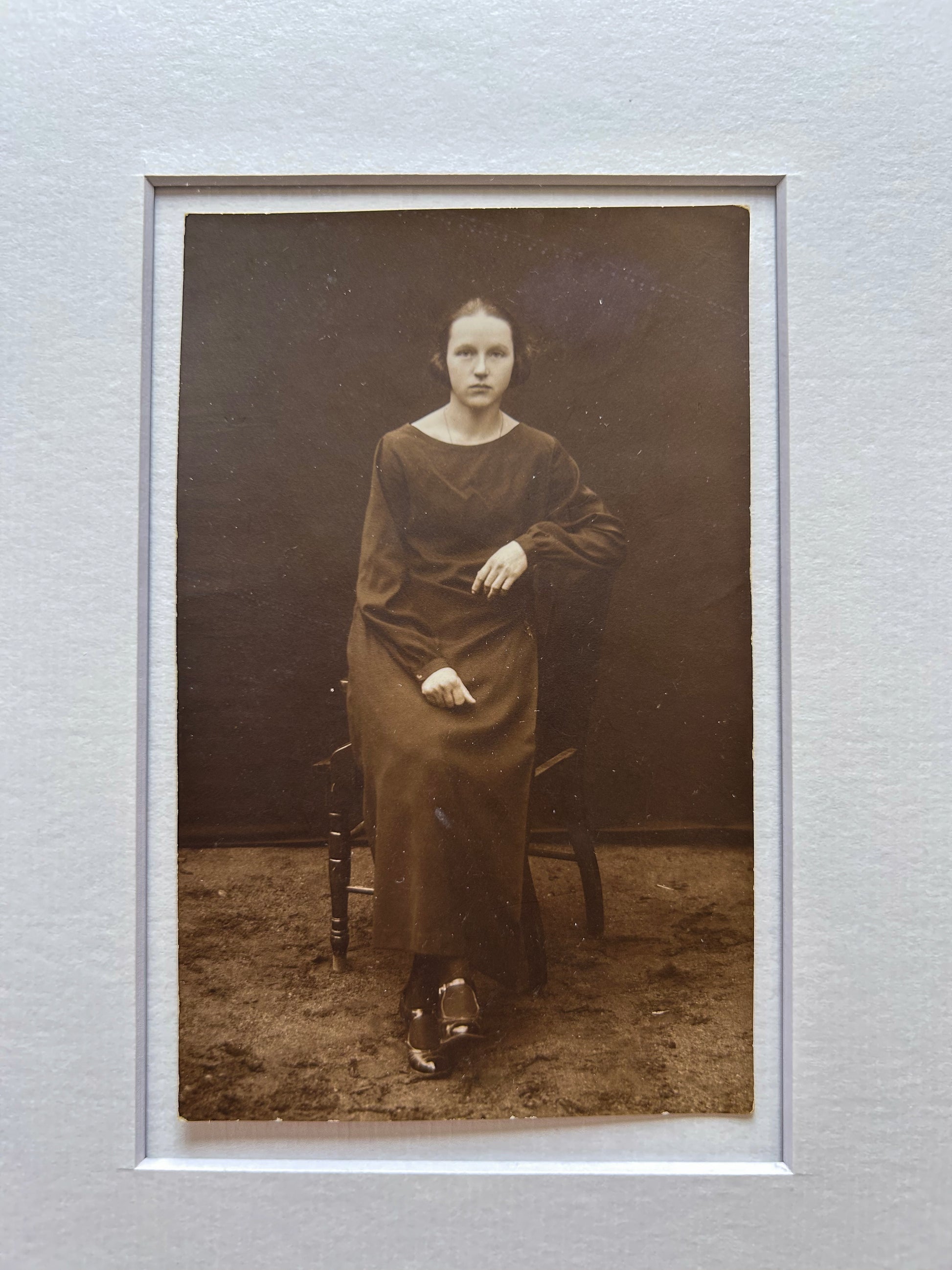 Astrid - 1910's original black and white photograph in custom handmade Tigerwood frame