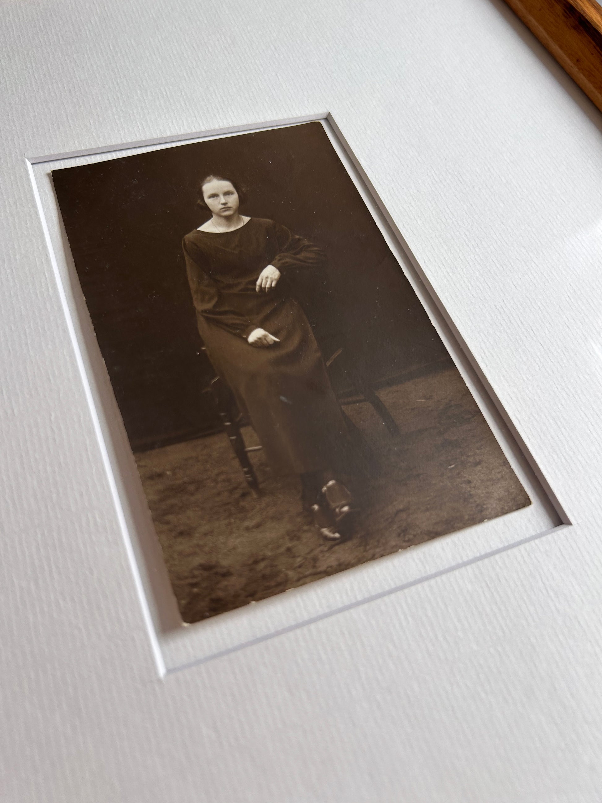 Astrid - 1910's original black and white photograph in custom handmade Tigerwood frame