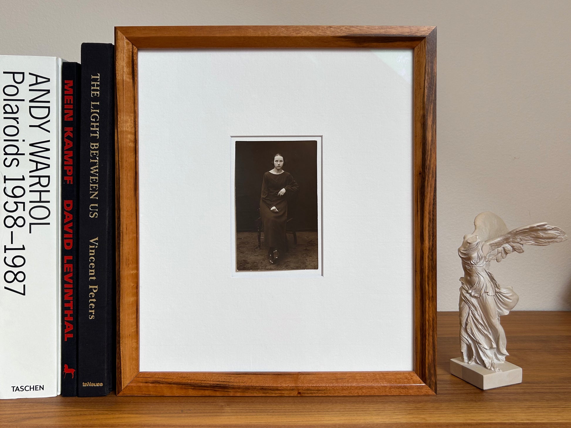 Astrid - 1910's original black and white photograph in custom handmade Tigerwood frame