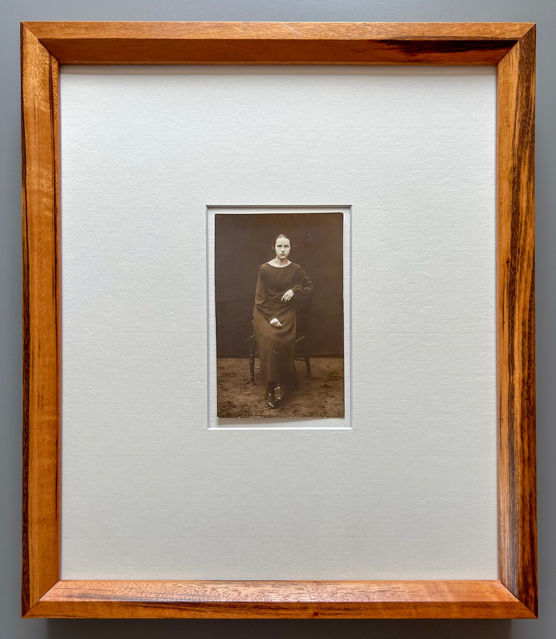 Astrid - 1910's original black and white photograph in custom handmade Tigerwood frame