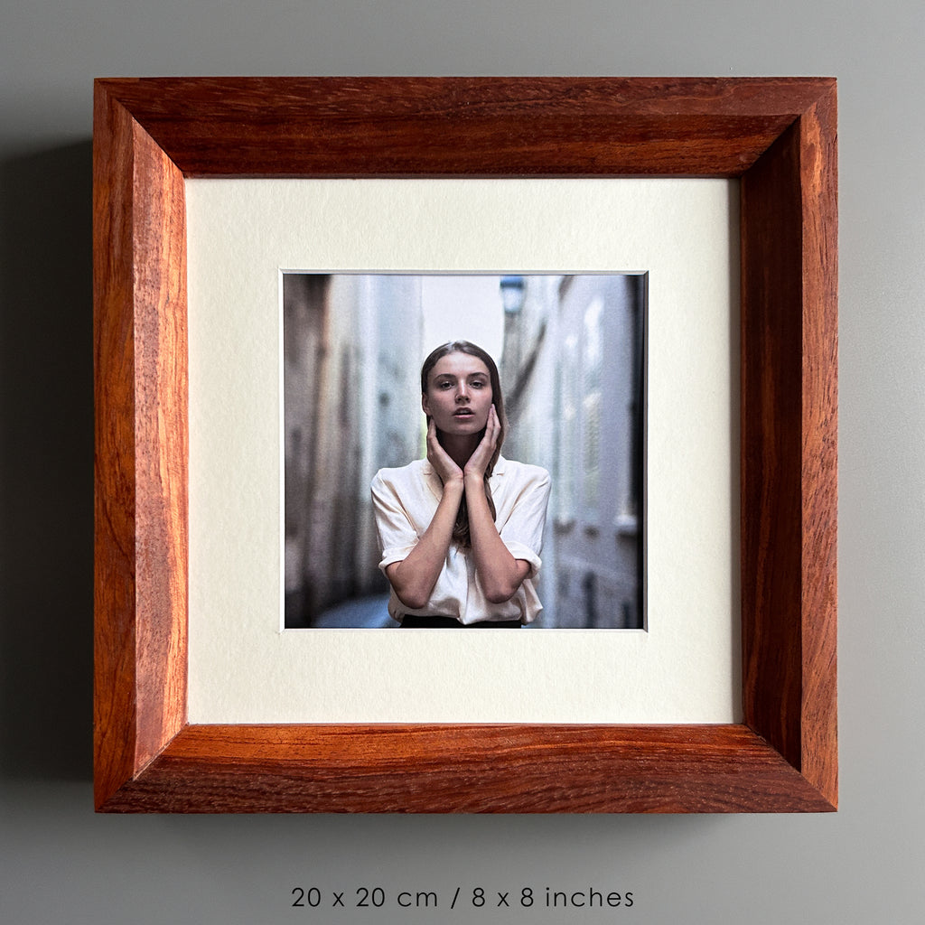 Handmade Bubinga Wood Picture Frame - Solid Exotic Hardwood - 20×20 cm (8x8 inches)