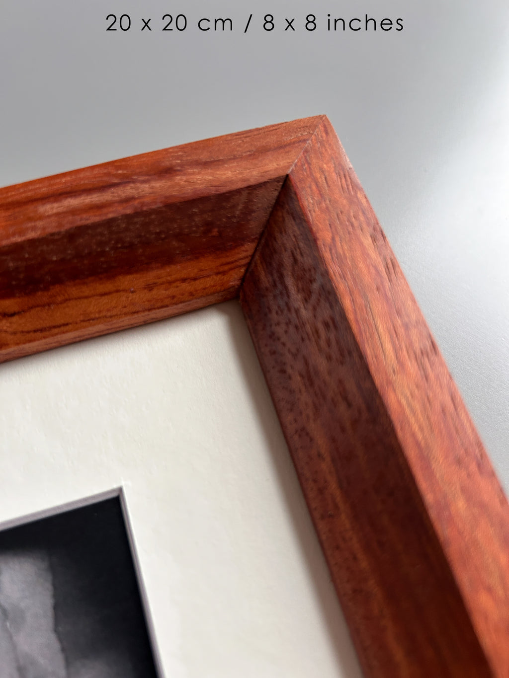 Handmade Bubinga Wood Picture Frame - Solid Exotic Hardwood - 20×20 cm (8x8 inches)