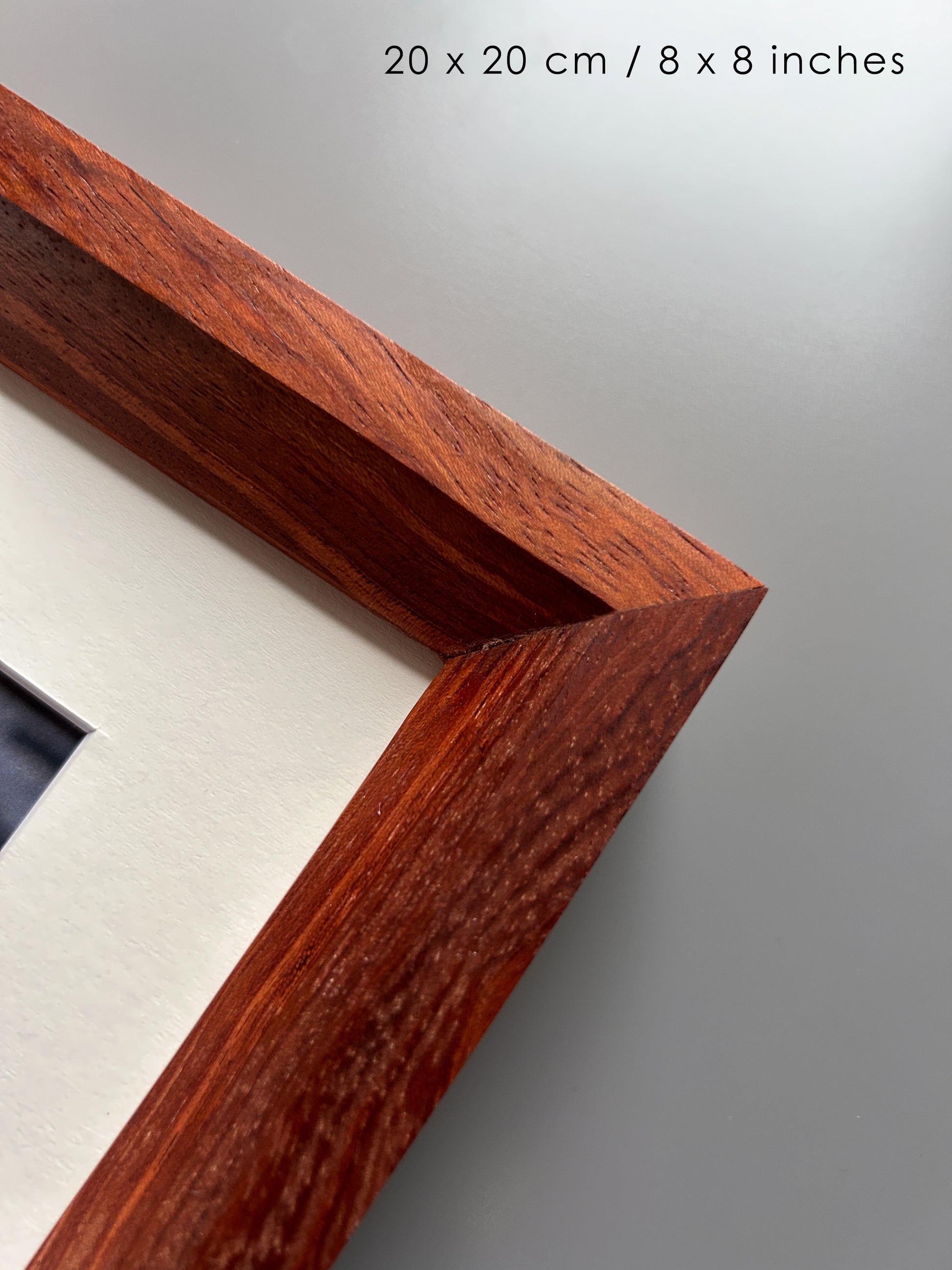 Handmade Bubinga Wood Picture Frame - Solid Exotic Hardwood - 20×20 cm (8x8 inches)