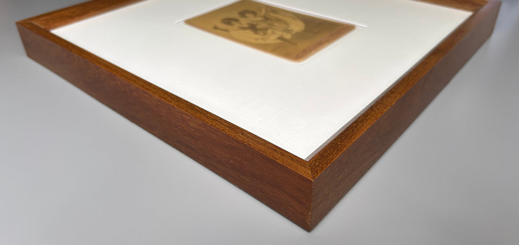 D'Alencan - original black and white photograph is mounted on board as a carte-de-visite or cabinet card in a handmade frame Merbau wood