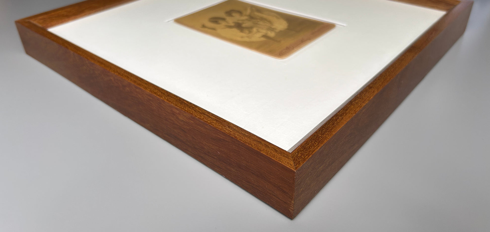 D'Alencan - original black and white photograph is mounted on board as a carte-de-visite or cabinet card in a handmade frame Merbau wood