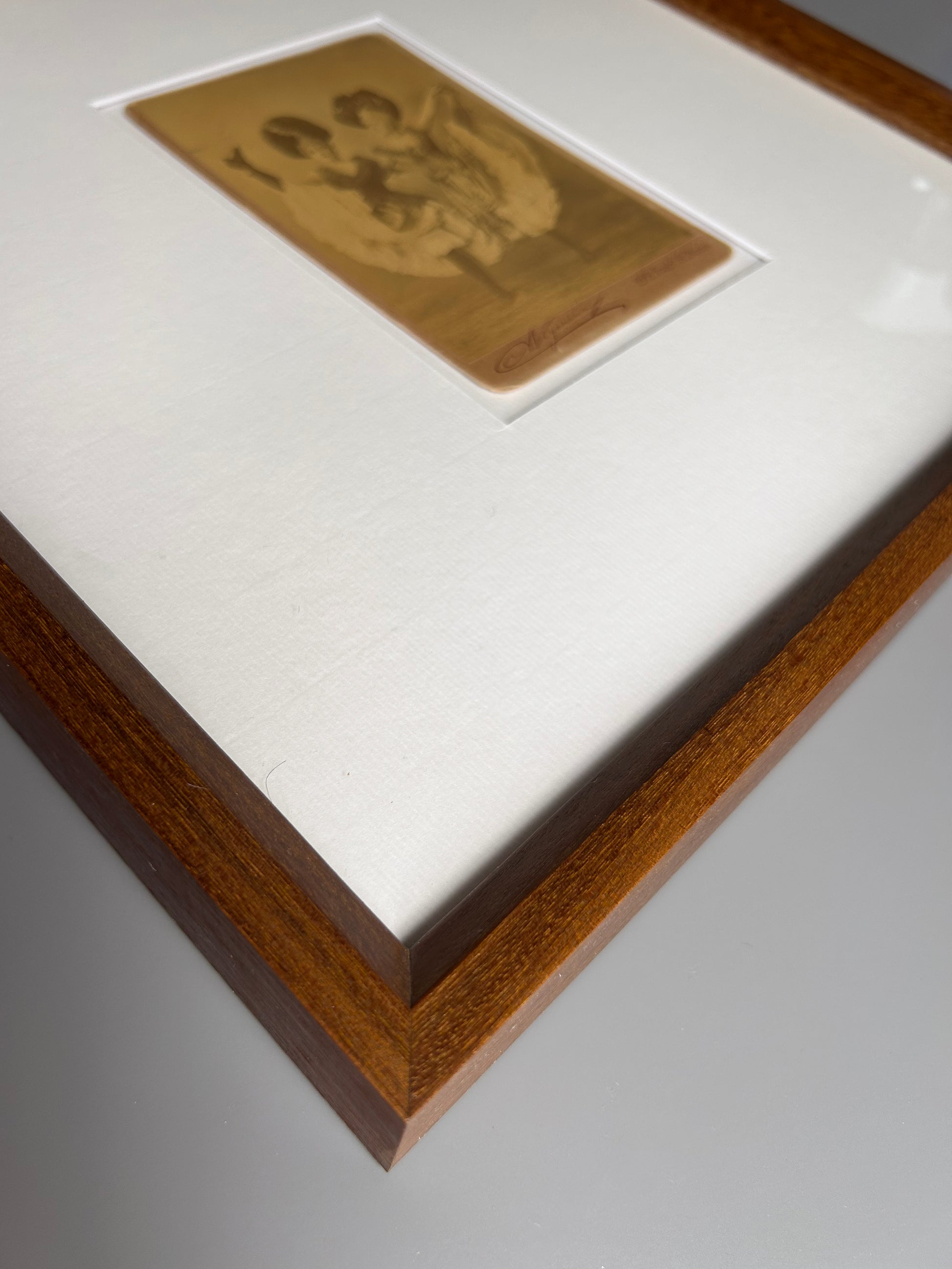 D'Alencan - original black and white photograph is mounted on board as a carte-de-visite or cabinet card in a handmade frame Merbau wood