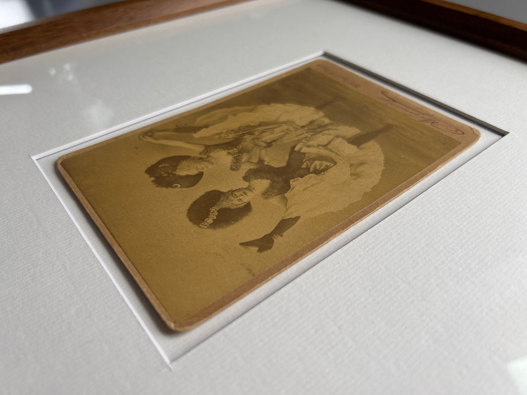 D'Alencan - original black and white photograph is mounted on board as a carte-de-visite or cabinet card in a handmade frame Merbau wood