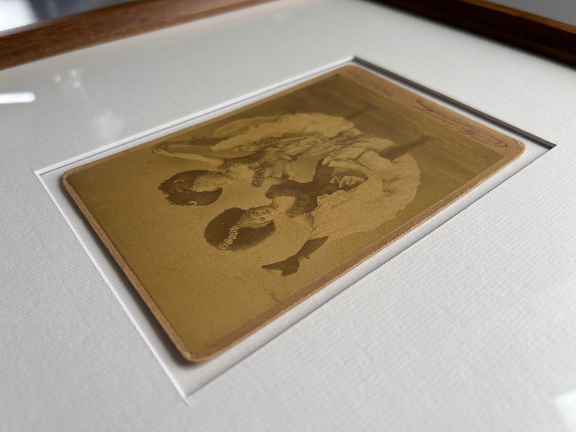 D'Alencan - original black and white photograph is mounted on board as a carte-de-visite or cabinet card in a handmade frame Merbau wood