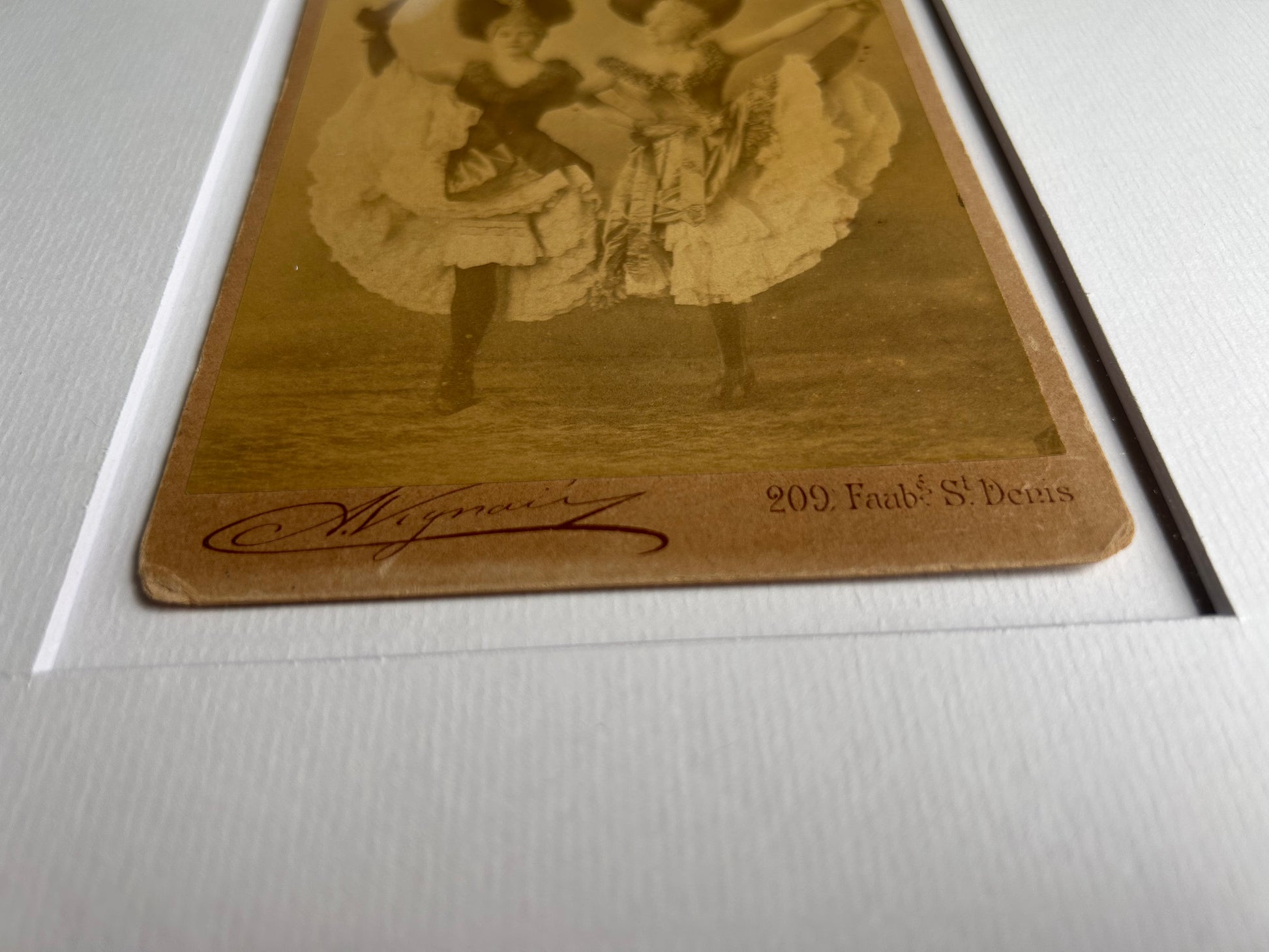 D'Alencan - original black and white photograph is mounted on board as a carte-de-visite or cabinet card in a handmade frame Merbau wood