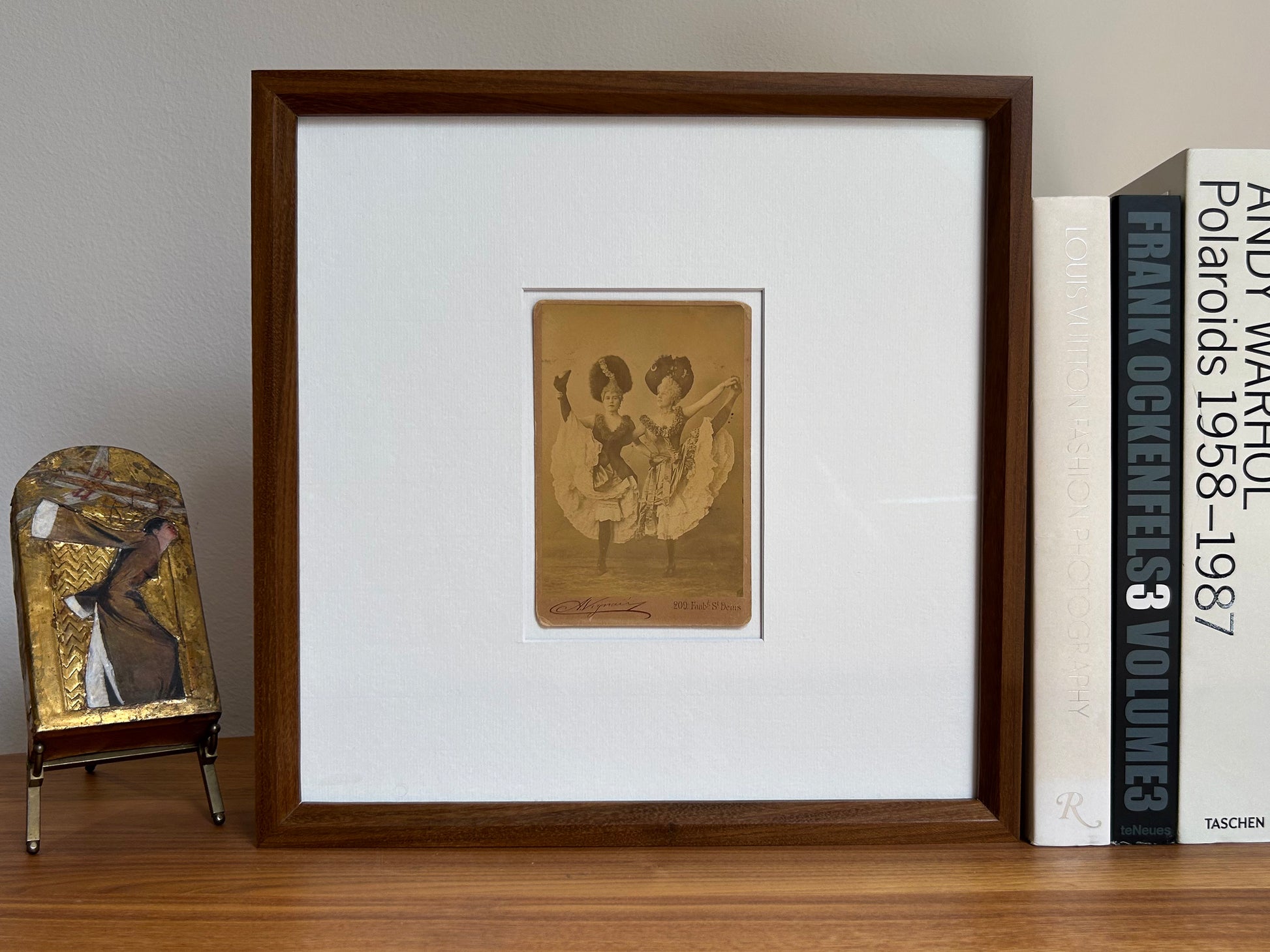D'Alencan - original black and white photograph is mounted on board as a carte-de-visite or cabinet card in a handmade frame Merbau wood