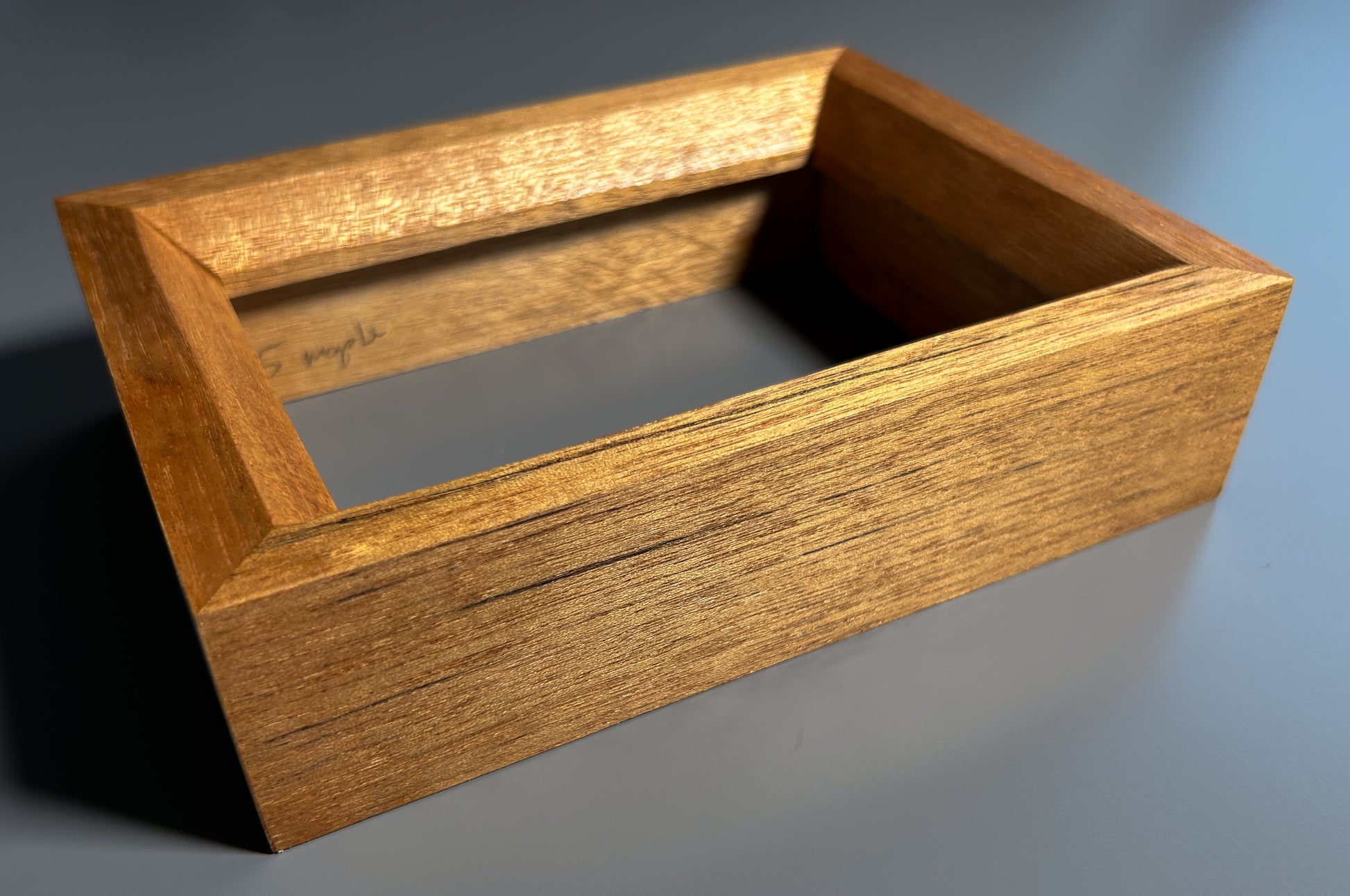 European made artisan photo frame with rich exotic birdseye maple wood tones 4x6 inches