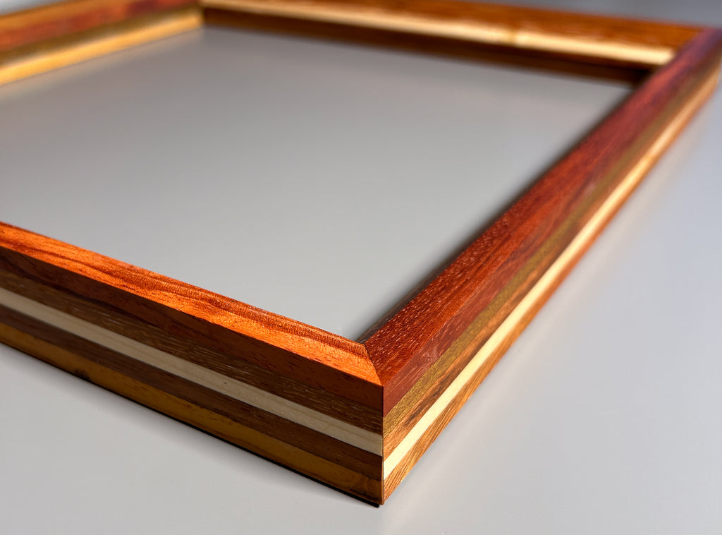 European made artisan picture frame featuring exotic hardwood 12x12 inches