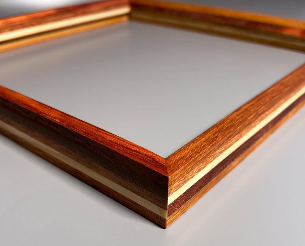 European made artisan picture frame featuring exotic hardwood 12x12 inches