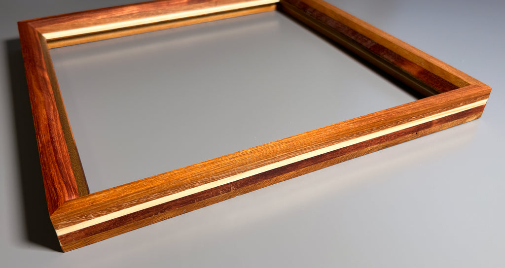 European made artisan picture frame featuring exotic hardwood 12x12 inches