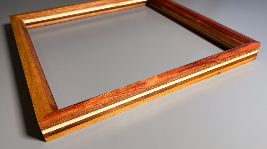 European made artisan picture frame featuring exotic hardwood 12x12 inches