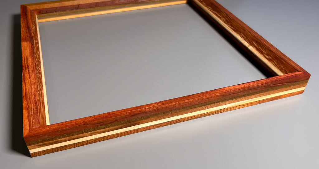 European made artisan picture frame featuring exotic hardwood 12x12 inches