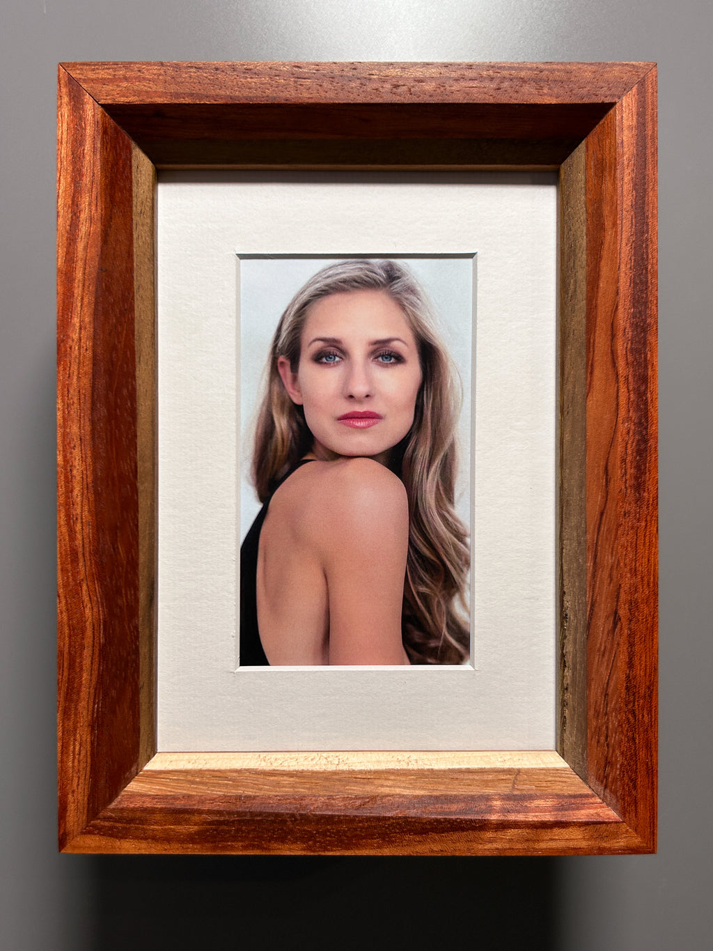 Handmade exotic wood picture frame crafted in Europe 5x7 inches