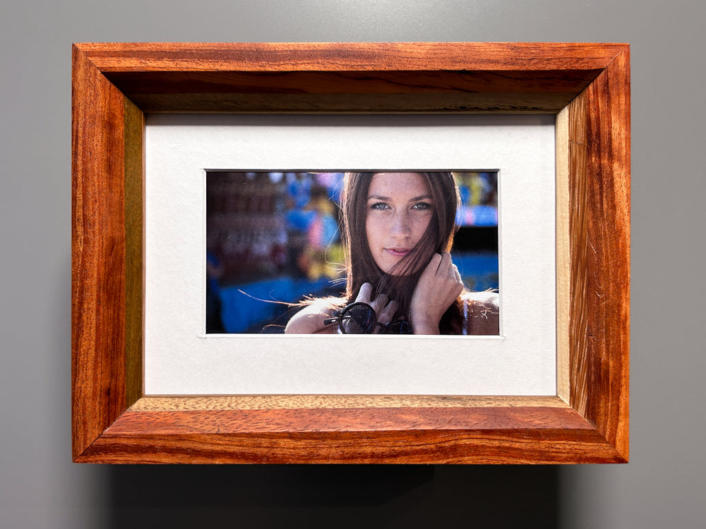Handmade exotic wood picture frame crafted in Europe 5x7 inches