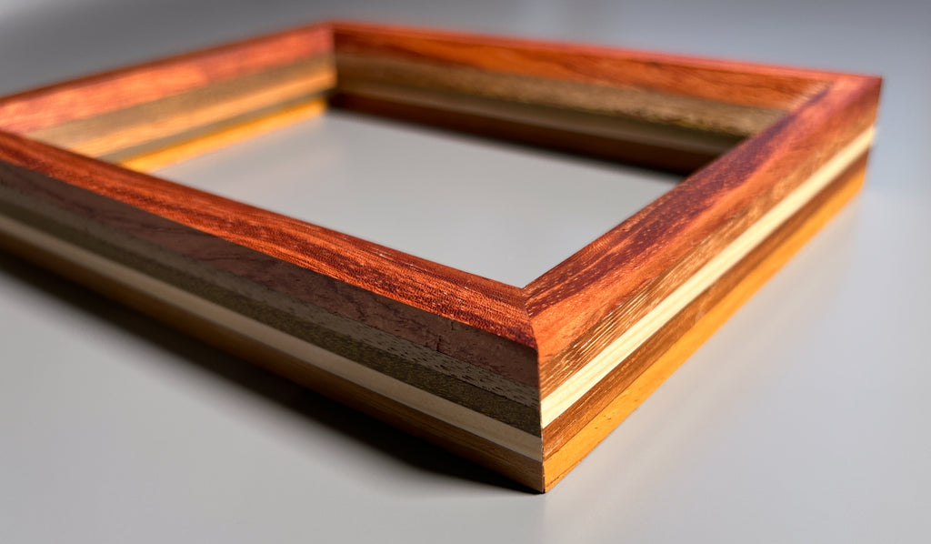 Handmade exotic wood picture frame crafted in Europe 5x7 inches
