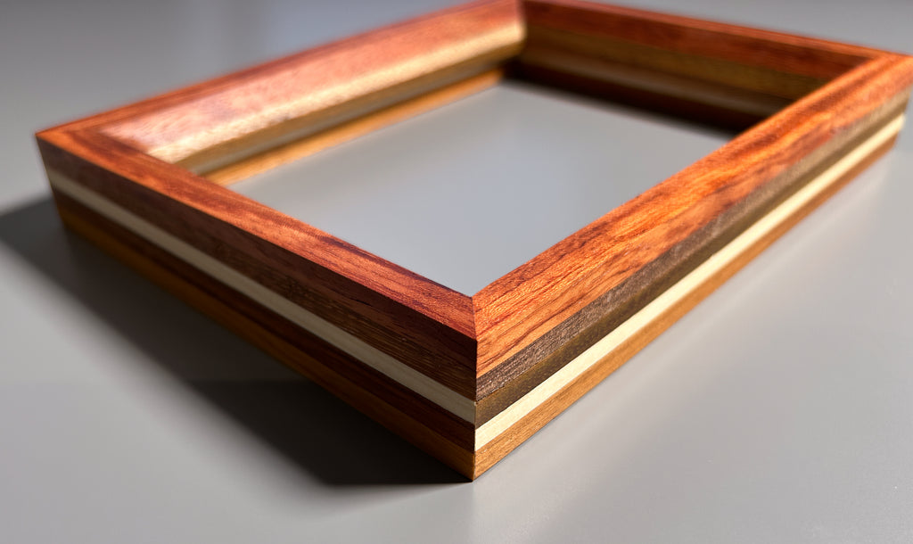 Handmade exotic wood picture frame crafted in Europe 5x7 inches