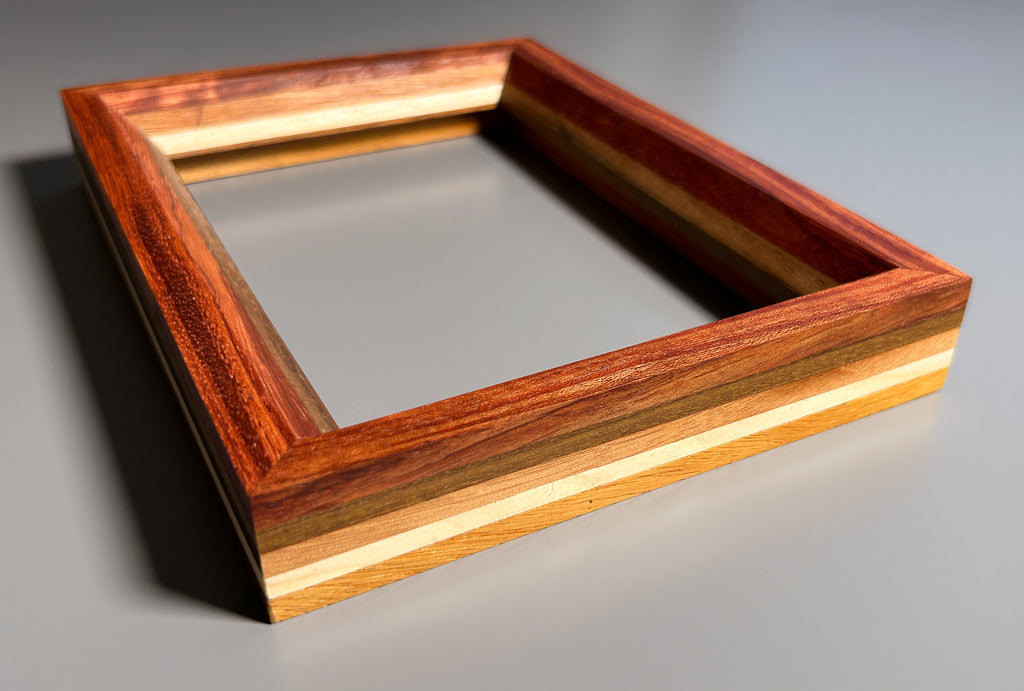 Handmade exotic wood picture frame crafted in Europe 5x7 inches