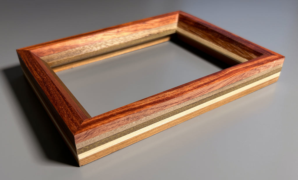 Handmade exotic wood picture frame crafted in Europe 5x7 inches