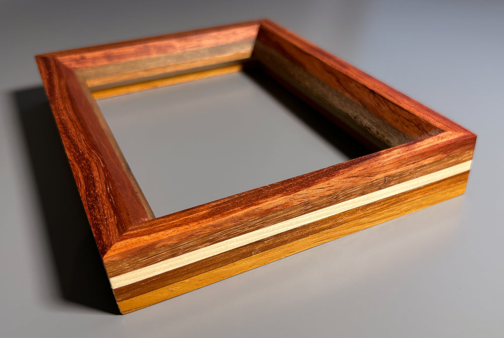 Handmade exotic wood picture frame crafted in Europe 5x7 inches