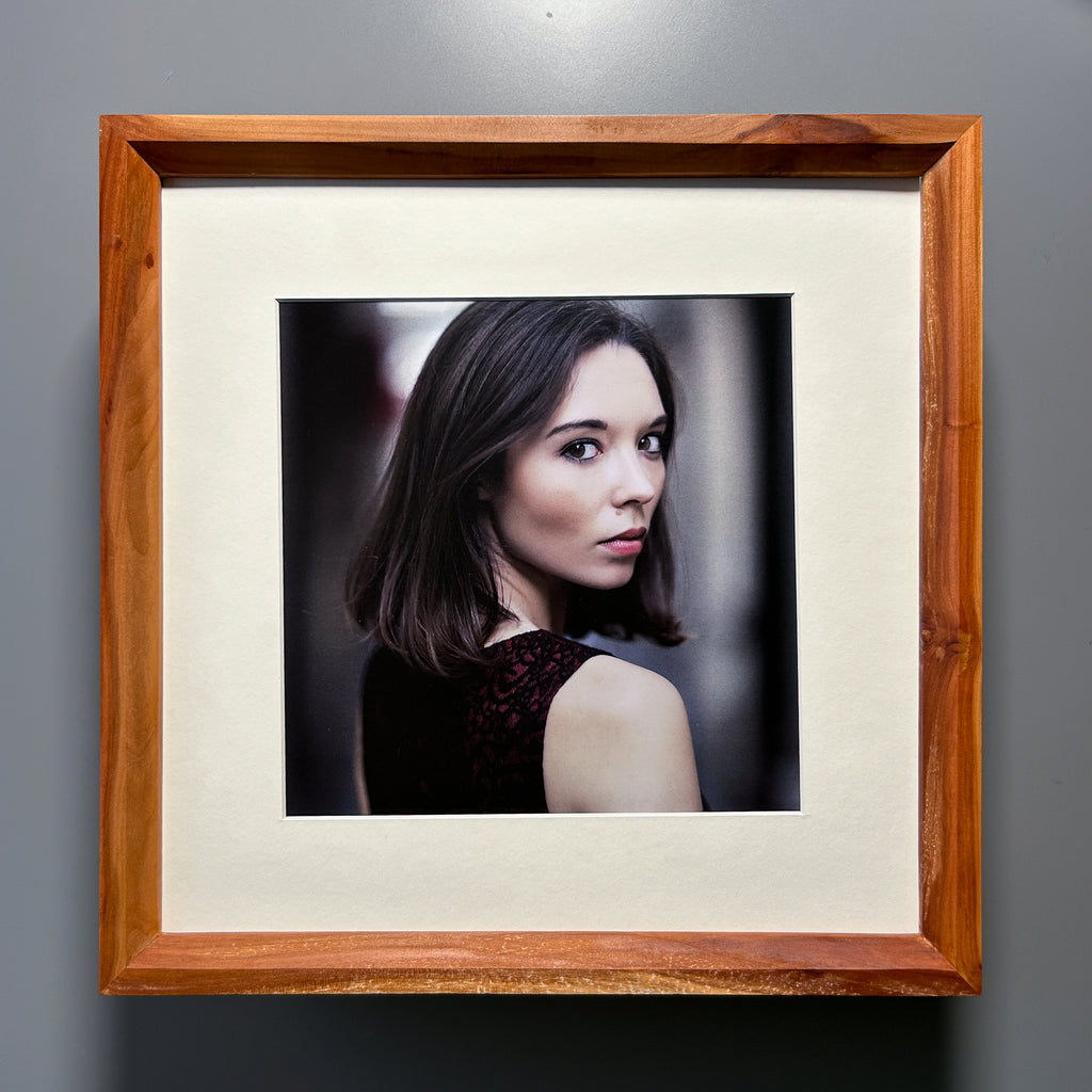 Handmade picture frame showcasing exotic Pear wood craftsmanship in Europe 12x12 inches