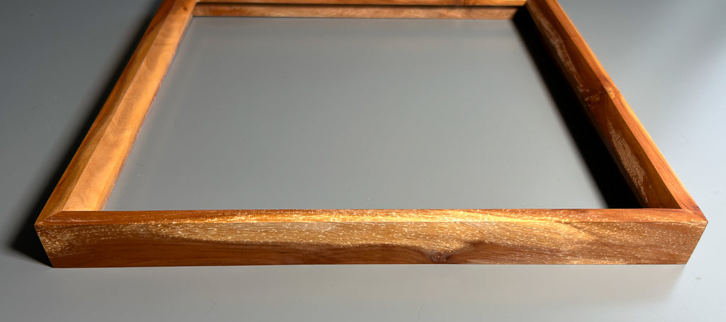 Handmade picture frame showcasing exotic Pear wood craftsmanship in Europe 12x12 inches