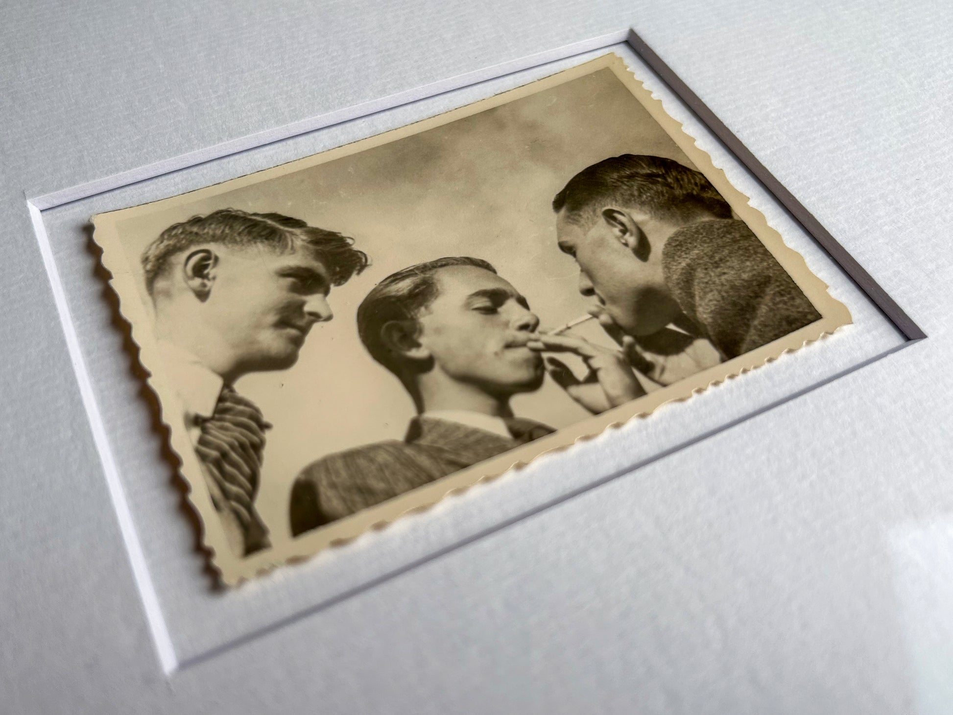 Made with a fume of sighs - Framed 1950s Silver Gelatin Print – Vintage Photo of Men Smoking in Custom Archival Frame