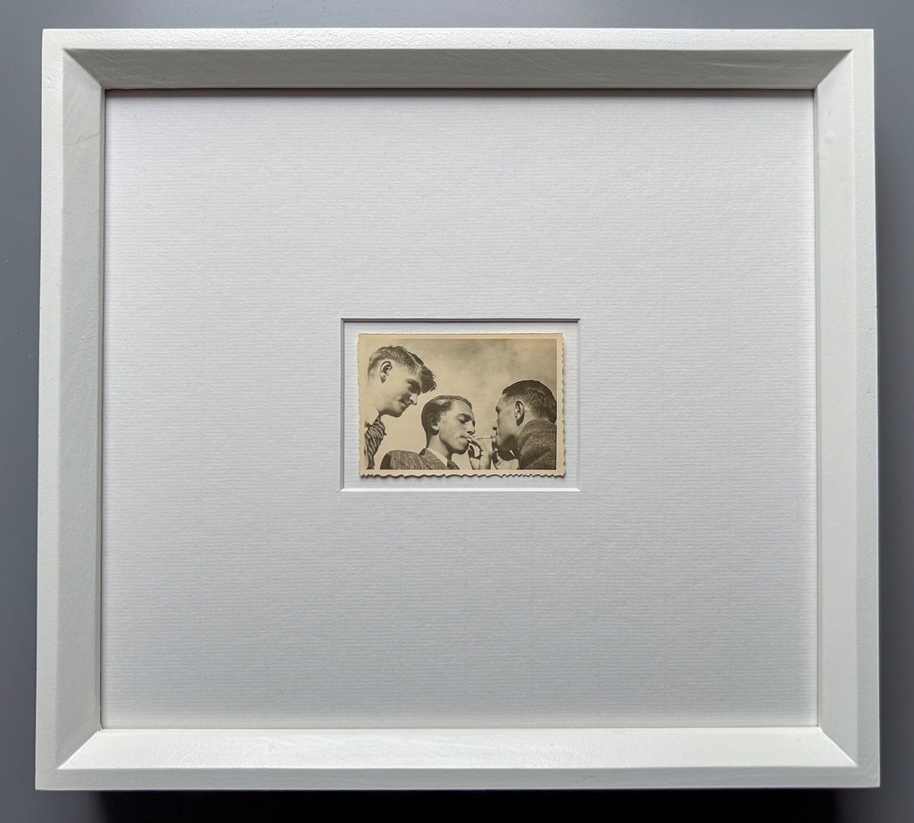 Made with a fume of sighs - Framed 1950s Silver Gelatin Print – Vintage Photo of Men Smoking in Custom Archival Frame