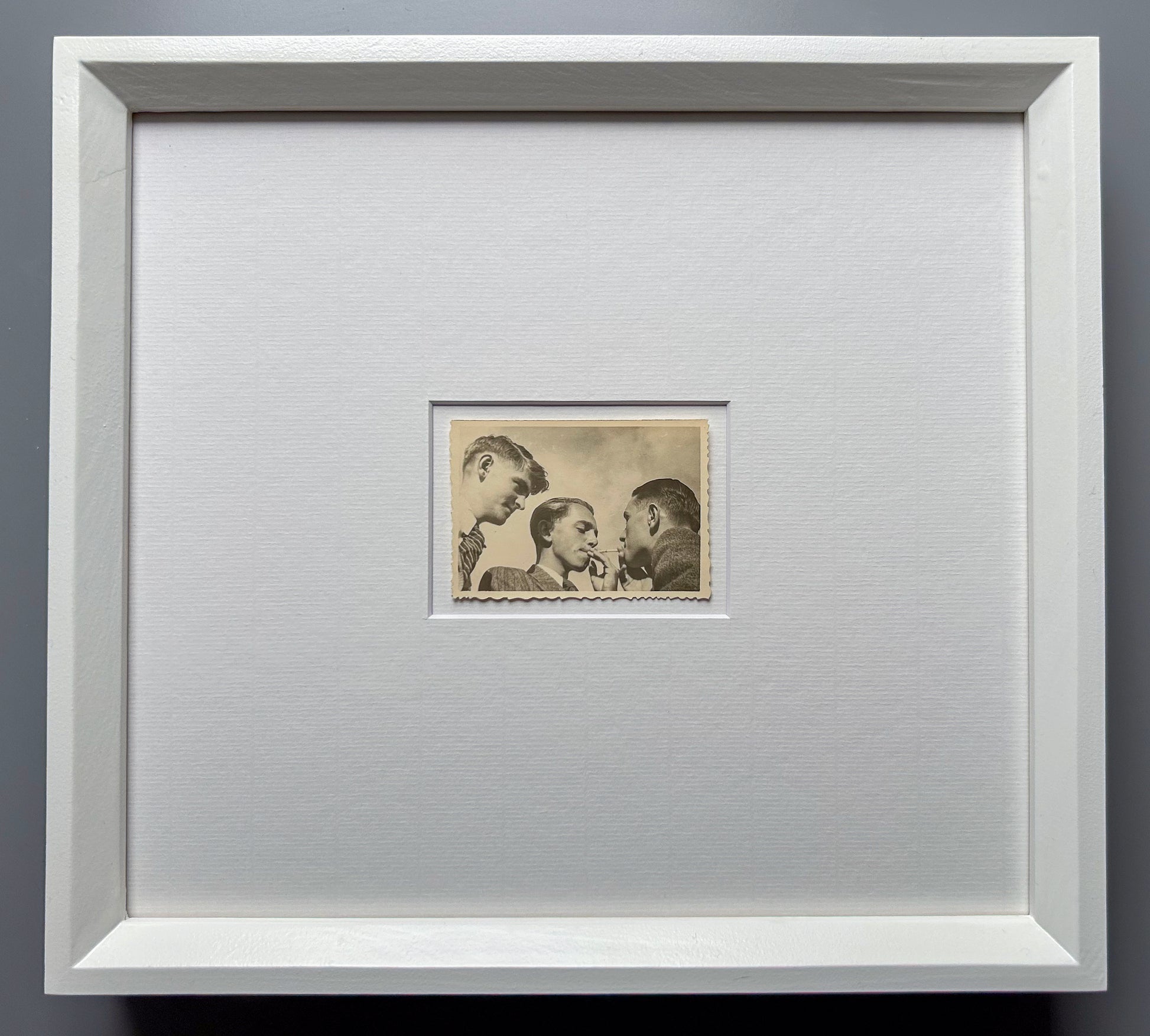 Made with a fume of sighs - Framed 1950s Silver Gelatin Print – Vintage Photo of Men Smoking in Custom Archival Frame