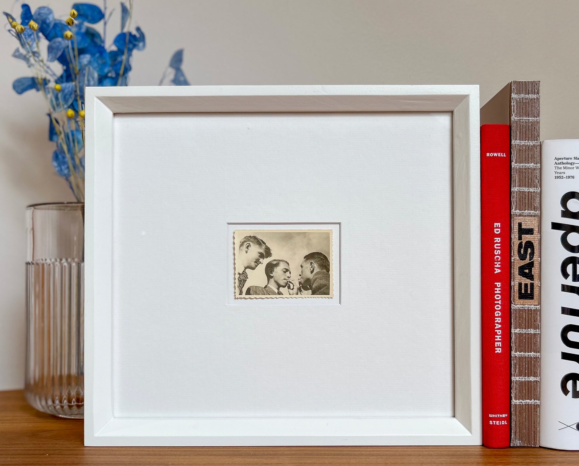 Made with a fume of sighs - Framed 1950s Silver Gelatin Print – Vintage Photo of Men Smoking in Custom Archival Frame