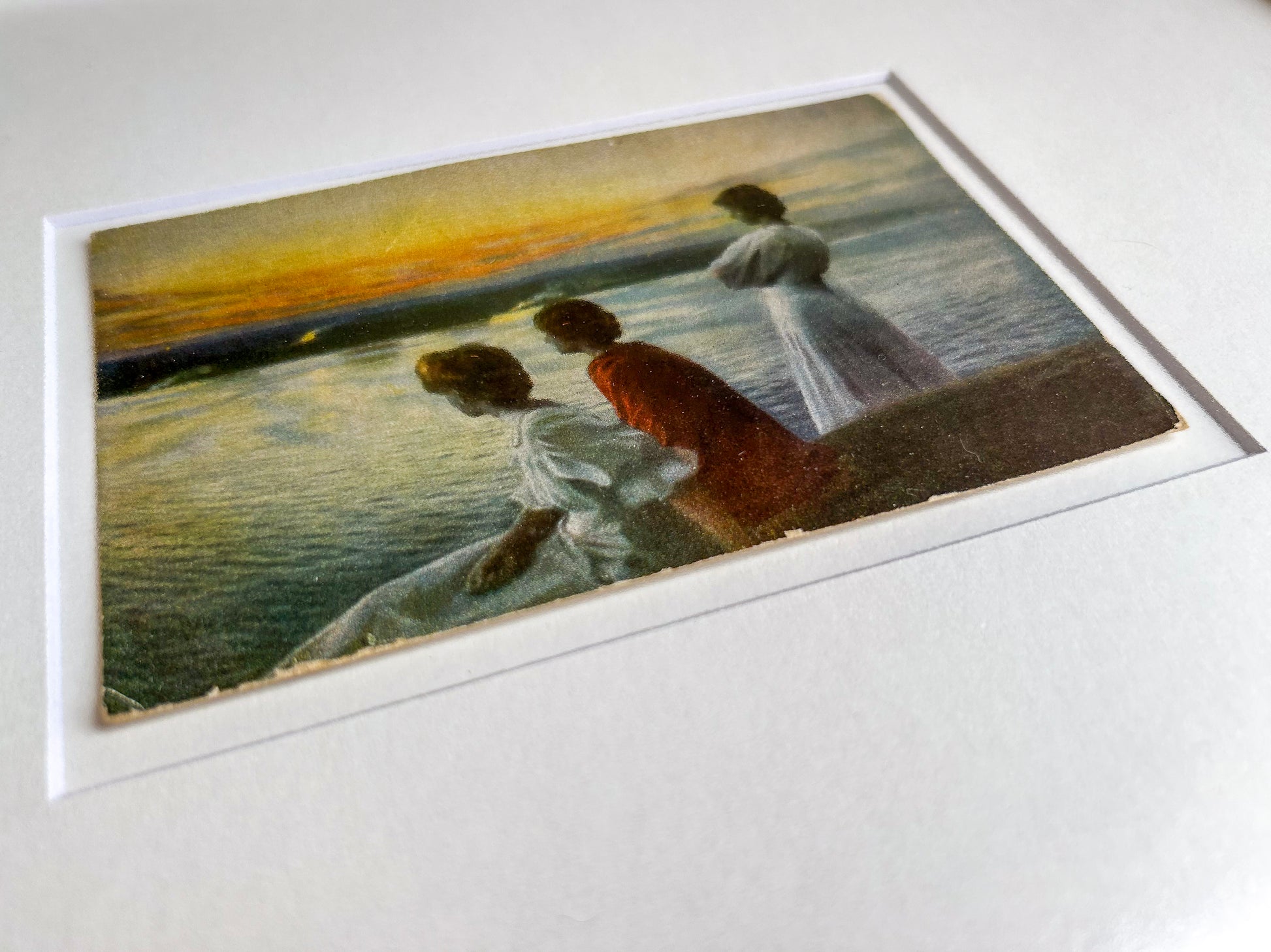 Midsummer's Eve - Unique custom framed vintage photographic postcard of Harald Slott-Møller's painting at Munkebjerg, Denmark