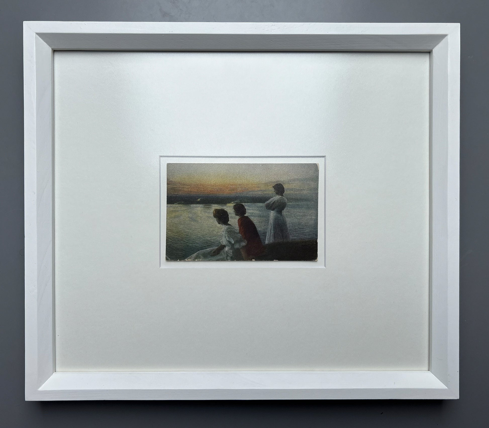 Midsummer's Eve - Unique custom framed vintage photographic postcard of Harald Slott-Møller's painting at Munkebjerg, Denmark
