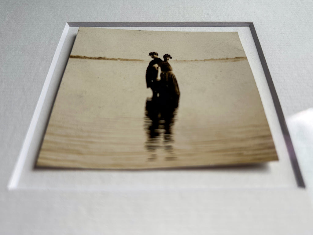 Still calm waters of surrender - Vintage 1940s Embrace — Sepia Silver Gelatin Photo with Handmade Frame