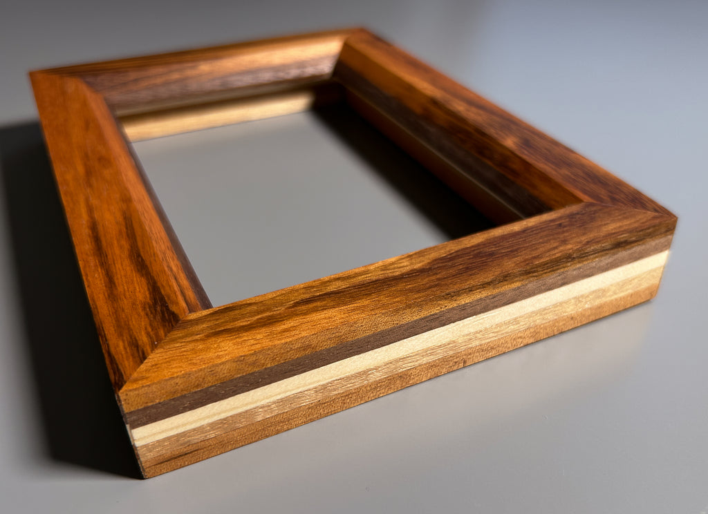 Sustainable exotic wood picture frame handmade in Europe 4x6 inches