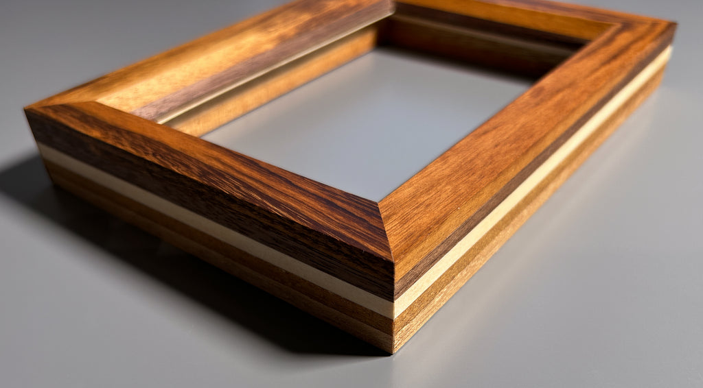 Sustainable exotic wood picture frame handmade in Europe 4x6 inches