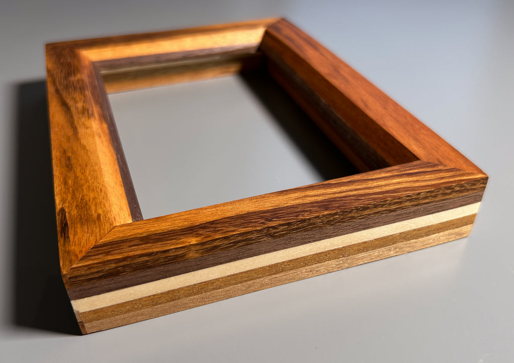 Sustainable exotic wood picture frame handmade in Europe 4x6 inches