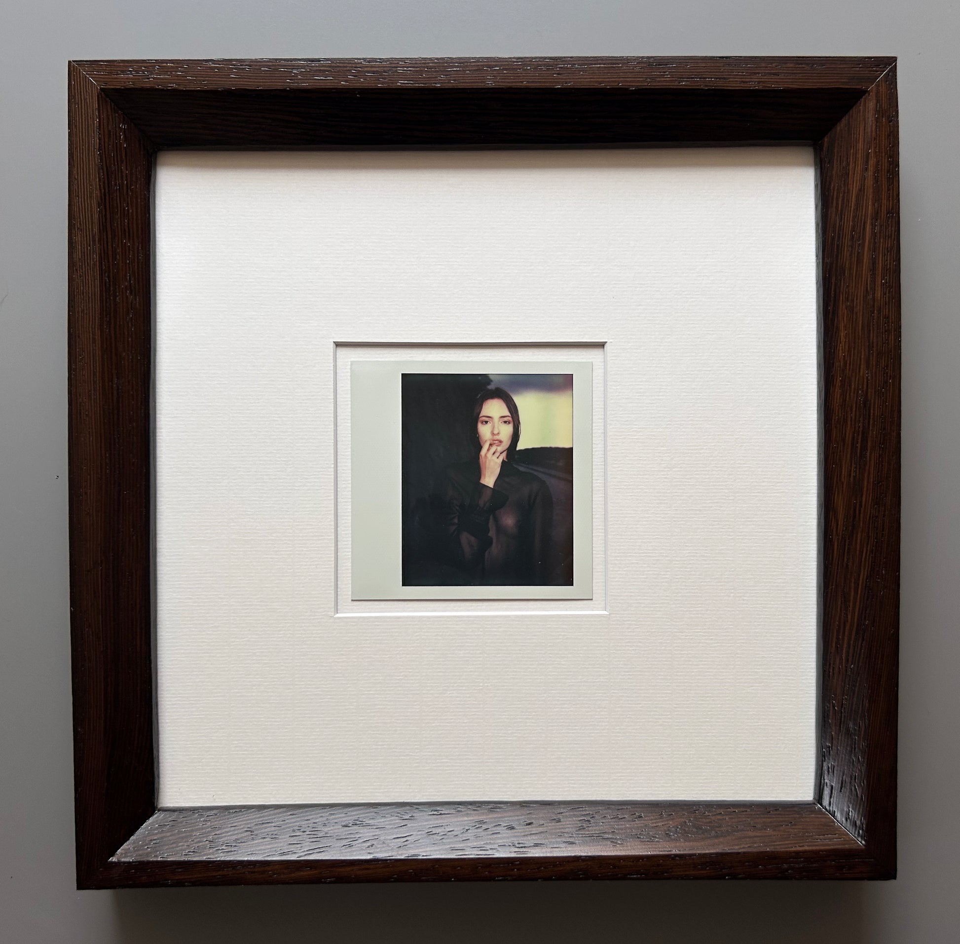 Viktorie - original impossible project (polaroid) photograph in custom Handmade Wenge wood frame