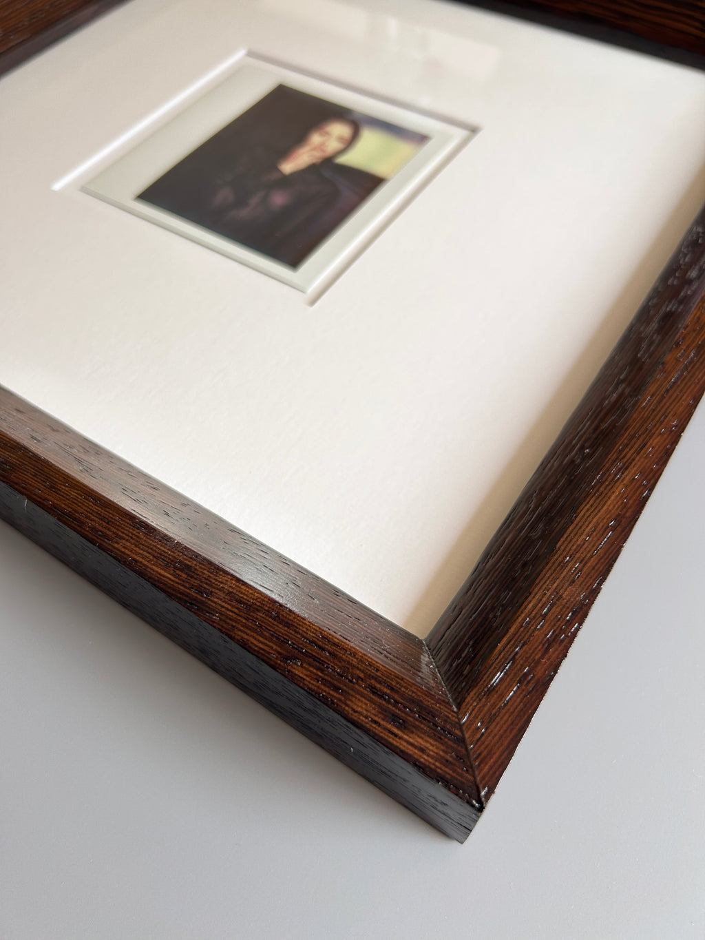 Viktorie - original impossible project (polaroid) photograph in custom Handmade Wenge wood frame