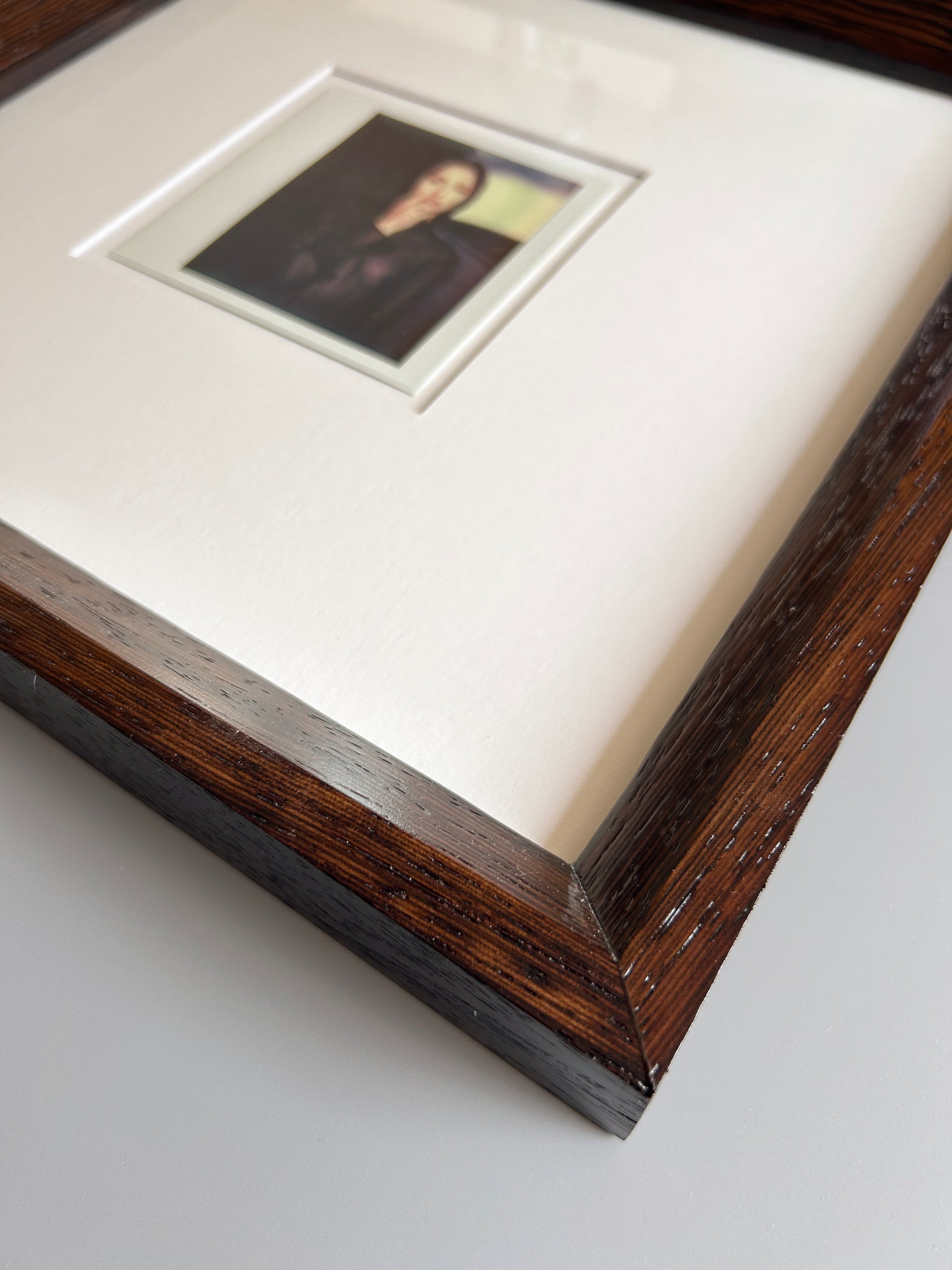 Viktorie - original impossible project (polaroid) photograph in custom Handmade Wenge wood frame