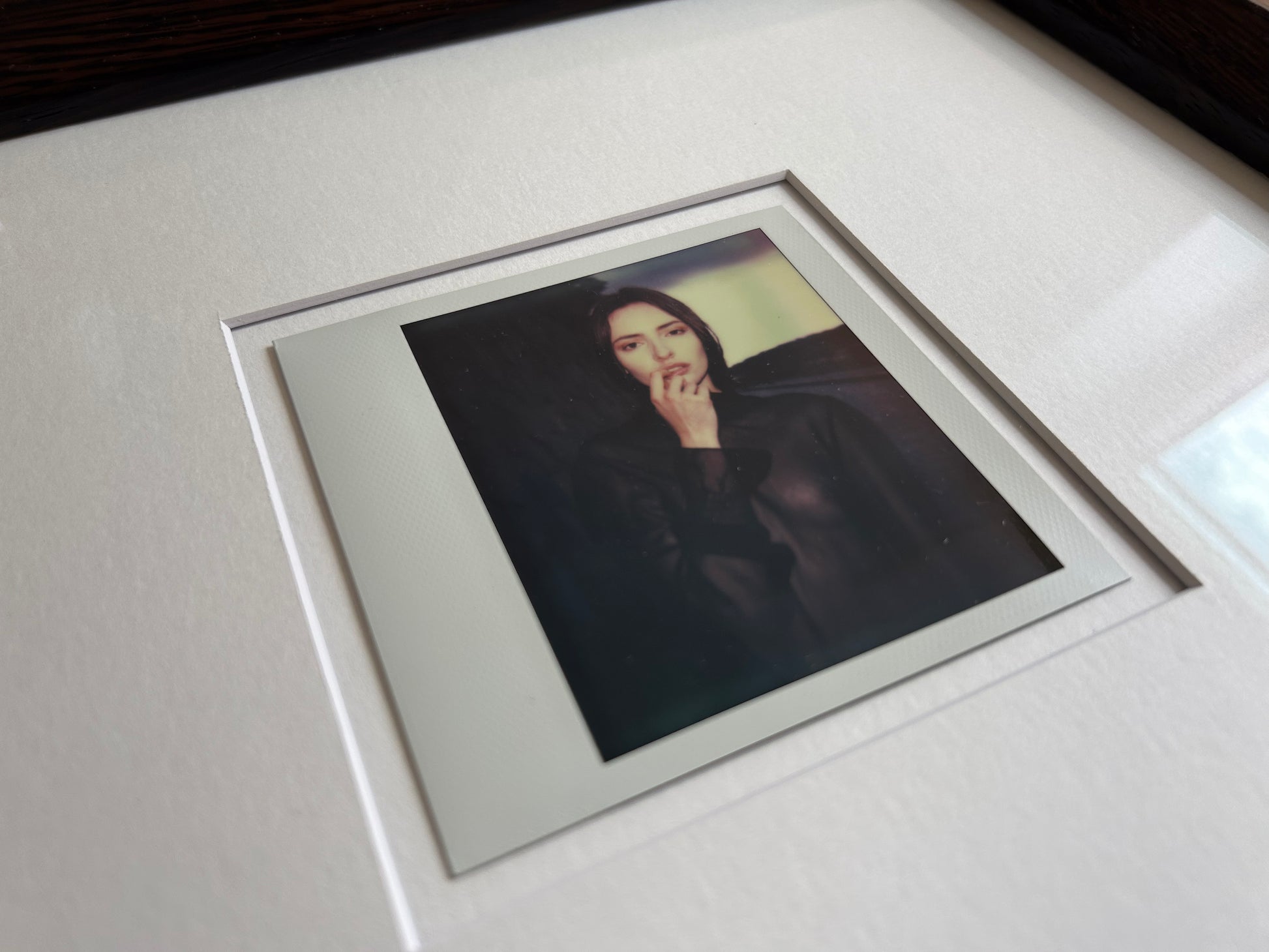Viktorie - original impossible project (polaroid) photograph in custom Handmade Wenge wood frame
