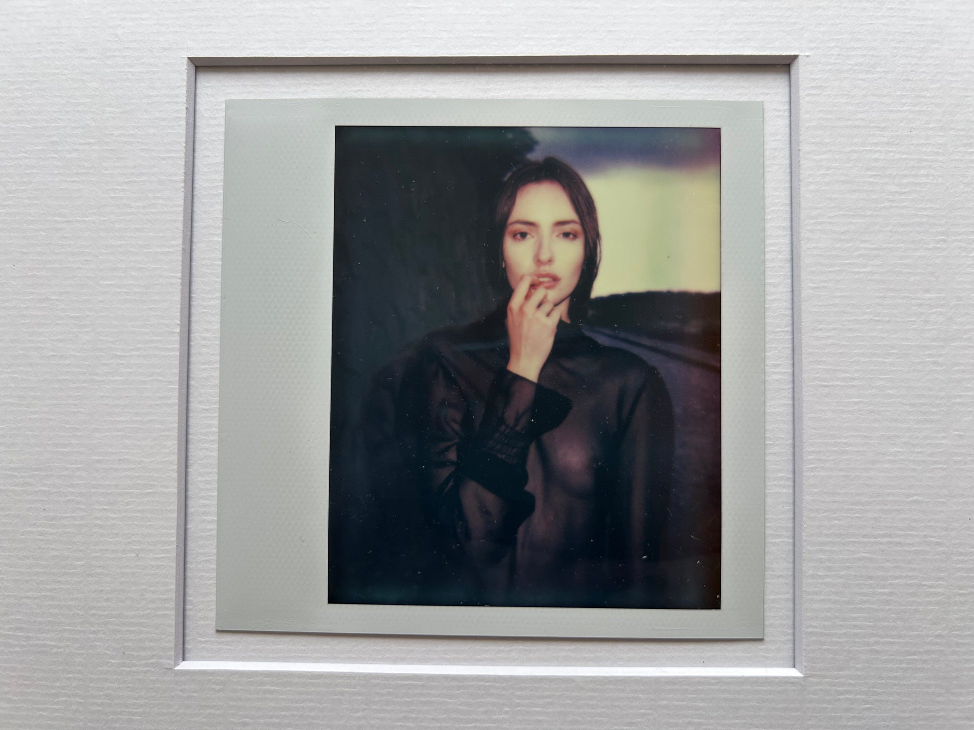 Viktorie - original impossible project (polaroid) photograph in custom Handmade Wenge wood frame