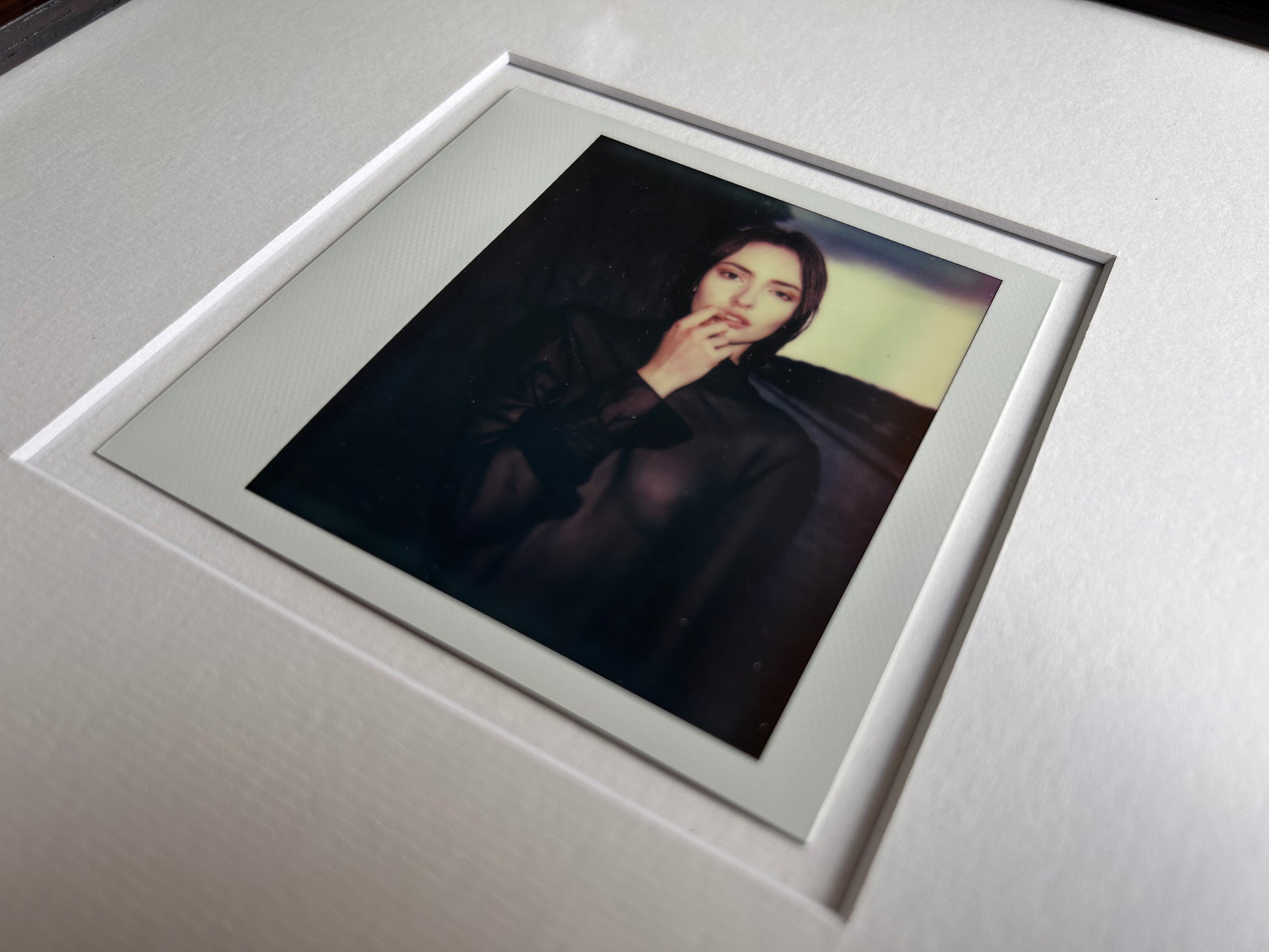 Viktorie - original impossible project (polaroid) photograph in custom Handmade Wenge wood frame
