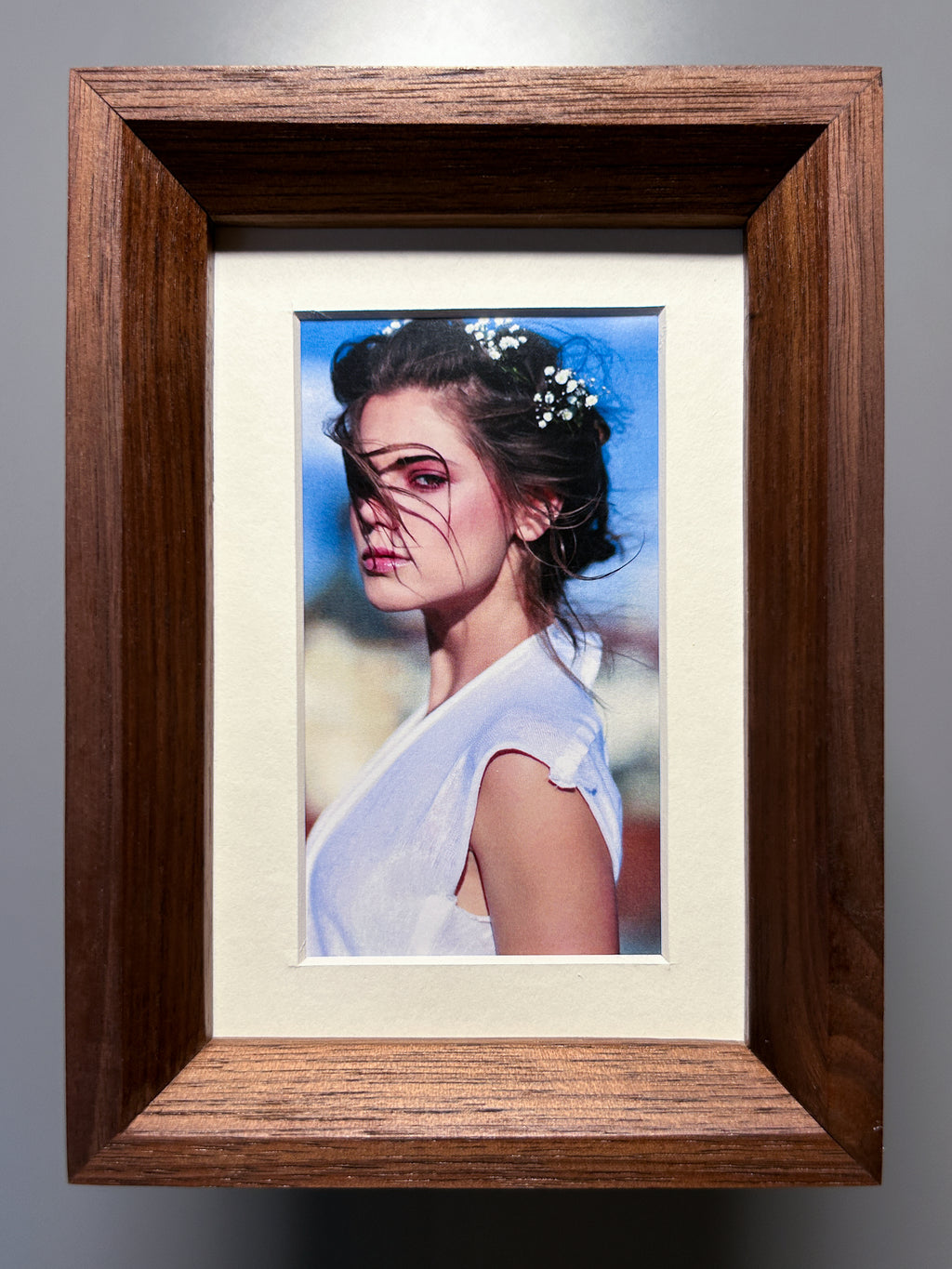 handmade wooden picture frame walnut 4x6 inches